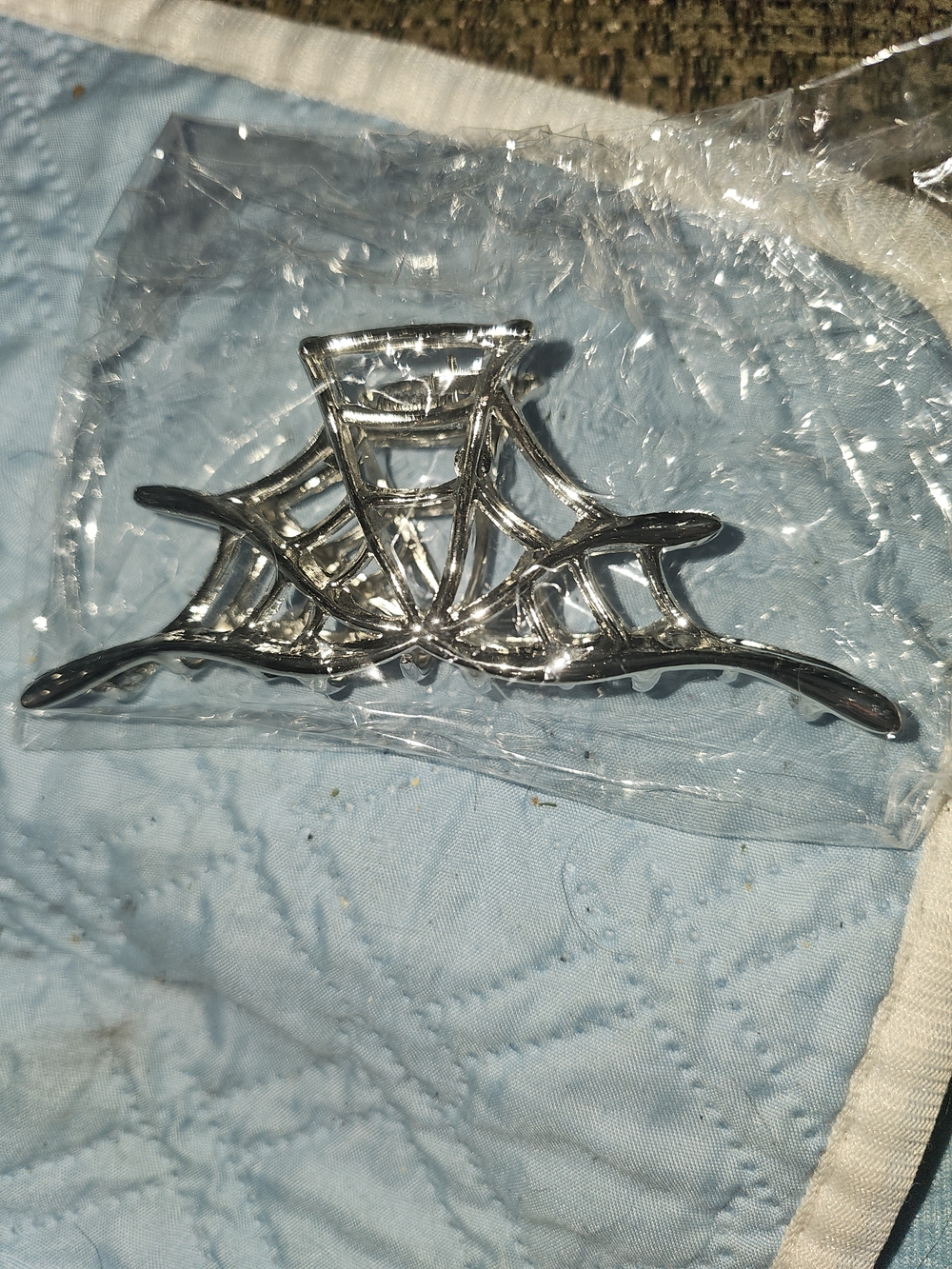 Silver Spiderweb Halloween Hair Claw Clip - Women's Hair Accessory